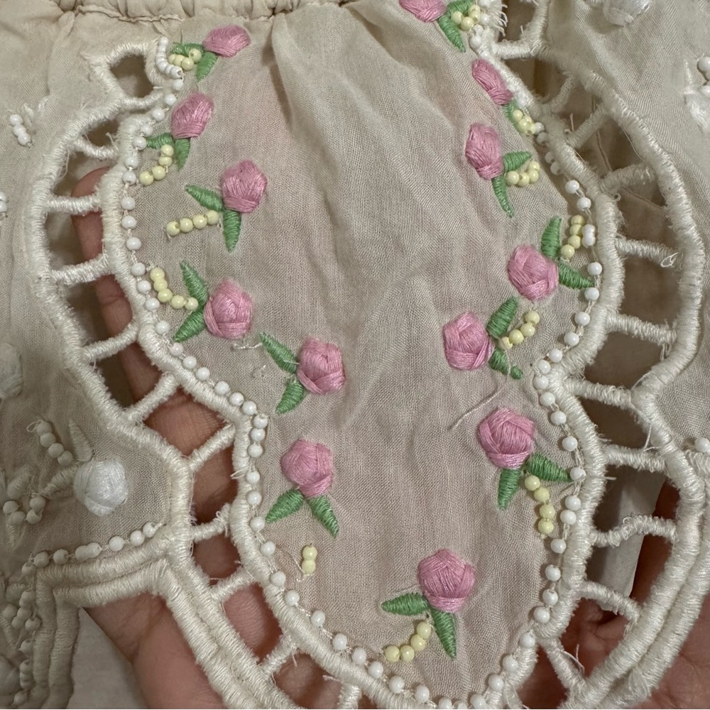 Love Sam Cream Off the Shoulder Beaded Embroidered Floral Midi Dress - Picture 5 of 16